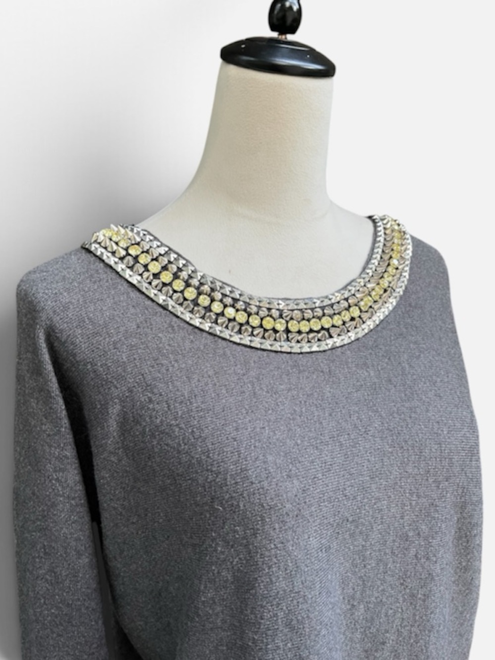 Michael Kors Angora Blend Studded Sweater Tunic in Gray Sz Small